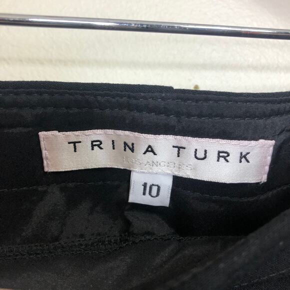 Trina Turk Ankle Pants Black Hem Vent Slit Clean Lines Classic Trouser Slack 10 - Picture 3 of 8